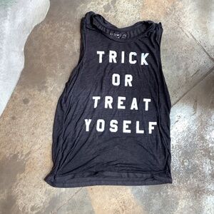 fifth SUN large tank cotton blend trick or treat yoself semi sheer L